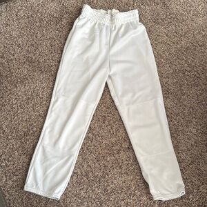 White youth baseball pants in a size S